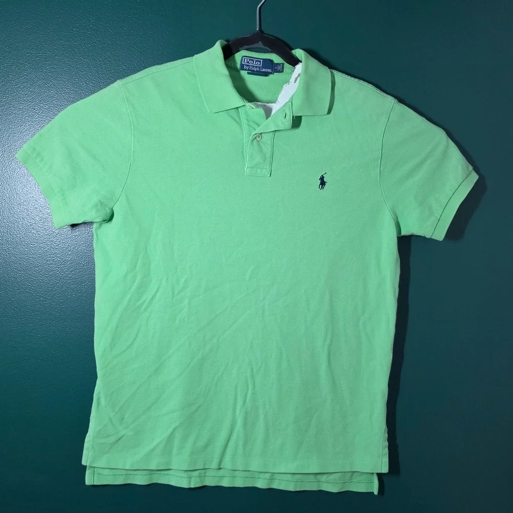 Polo Ralph Lauren Lime Green Short Sleeve Blue Pony Short Sleeve~Large